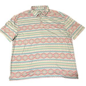 BURLEBO Mens 2XL Geometric Print‎ Short Sleeve Polo Shirt Find Your Wild